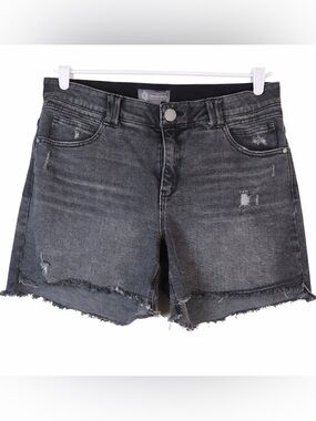 Democracy Ab Solution High Waist Denim Shorts Gray Distressed Plus 16W